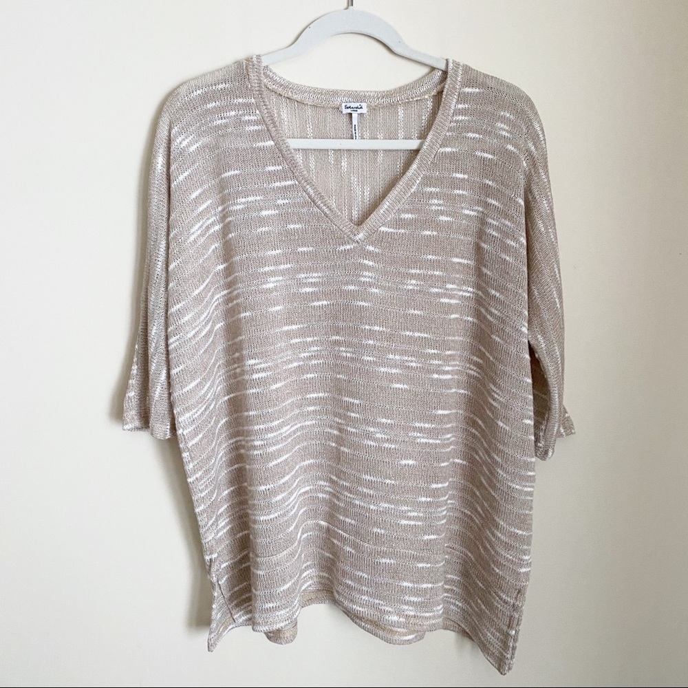 Splendid Dolman Knit Sweater Top Stripe Cream L